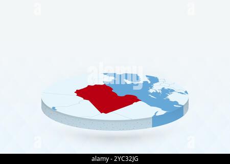 3D Isometric Map Highlighting Libya in Red. Vector illustration. Stock Vector