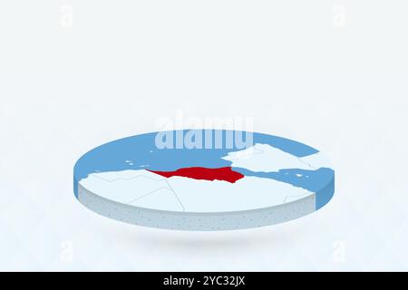 3D Isometric Map Highlighting Morocco in Red. Vector illustration. Stock Vector