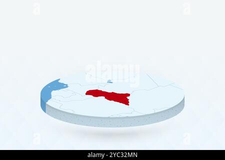 3d isometric map of Central African Republic isolated with shadow ...