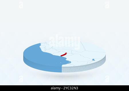 3D Isometric Map Highlighting Togo in Red. Vector illustration. Stock Vector