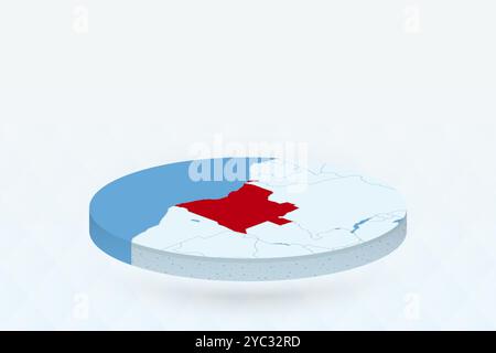 3D Isometric Map Highlighting Angola in Red. Vector illustration. Stock Vector