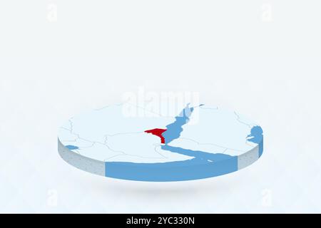 3D Isometric Map Highlighting Eritrea in Red. Vector illustration. Stock Vector
