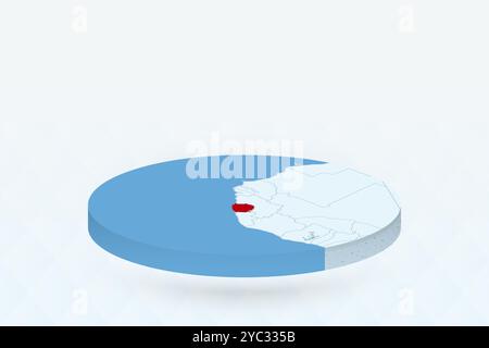 3D Isometric Map Highlighting Sierra Leone in Red. Vector illustration. Stock Vector