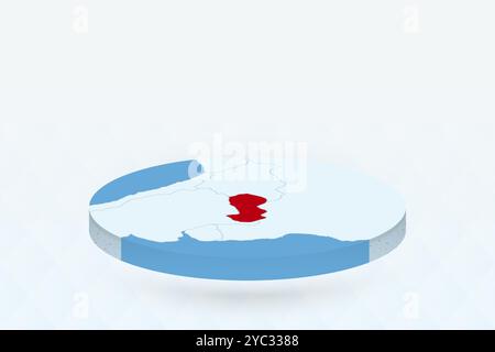 3D Isometric Map Highlighting Paraguay in Red. Vector illustration. Stock Vector