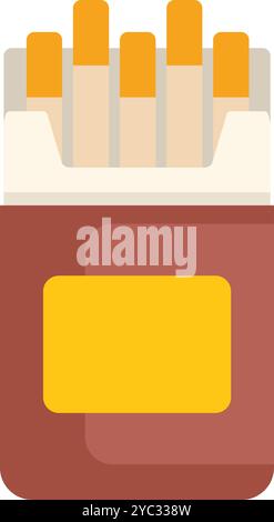 Open red cigarette pack showing cigarettes inside on white background Stock Vector