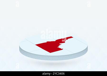 3D Isometric Map Highlighting Idaho in Red. Vector illustration. Stock Vector