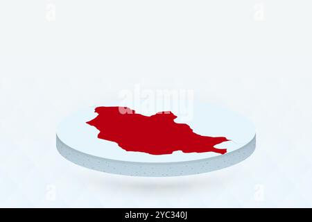 3D Isometric Map Highlighting Mongolia in Red. Vector illustration. Stock Vector