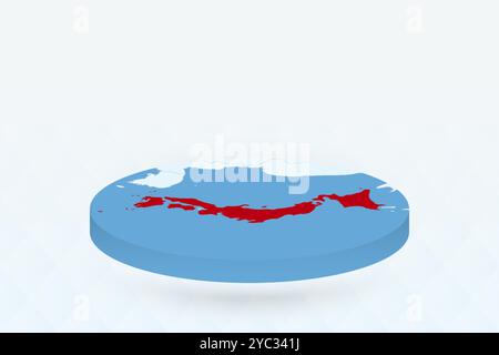 3d isometric Map of Japan with national flag. Vector Illustration Stock ...