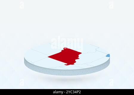 3D Isometric Map Highlighting North Carolina in Red. Vector ...