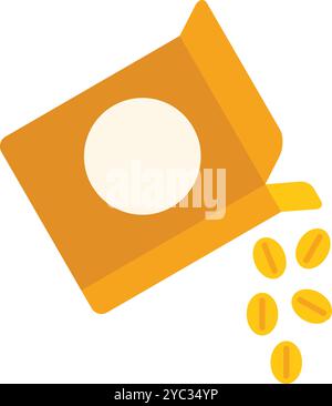 Opened cardboard box pouring out cereal breakfast food, perfect for representing breakfast themes Stock Vector