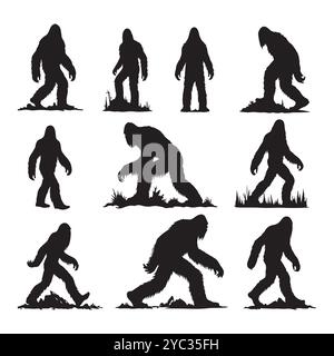 Bigfoot walking set vector illustration Stock Vector Image & Art - Alamy