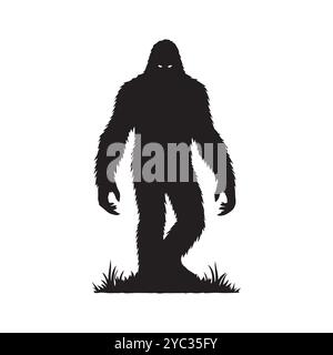 Sasquatch silhouettes isolated on a white background, Vector illustration. Stock Vector