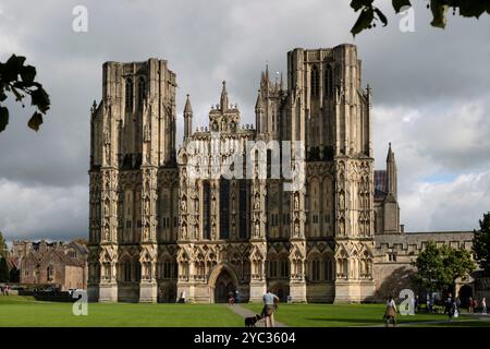 Wells is a small English city in Somerset UK Wells cathedral Stock Photo
