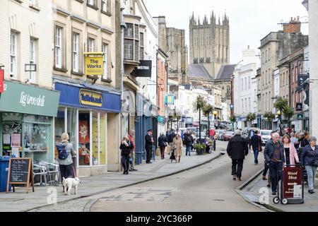 Wells is a small English city in Somerset UK Stock Photo
