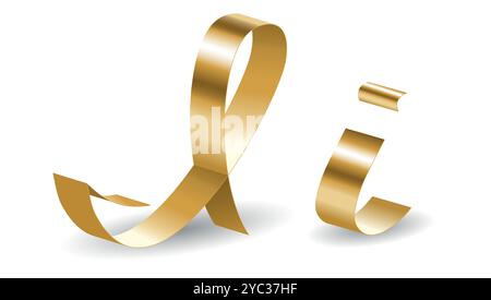 Letter Ribbon Sign Golden ribbon J letters with shadows isolated on white background ...
