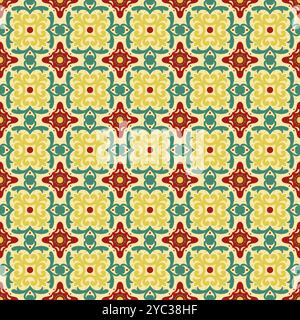 Tile Seamless Pattern Vector. Talavera Vintage Motif Patterns Stock Vector