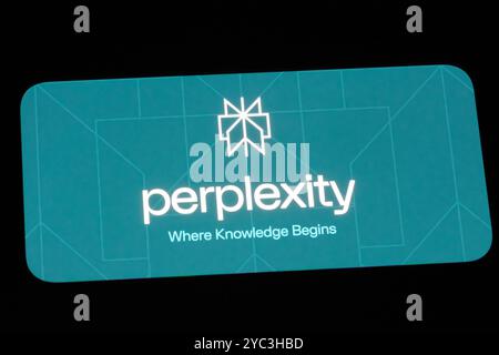 Shanghai,China-Oct.21st 2024:Perplexity AI company brand logo on phone screen Stock Photo
