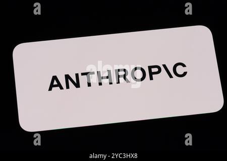 Shanghai,China-Oct.21st 2024: Anthropic AI company brand logo on phone screen Stock Photo