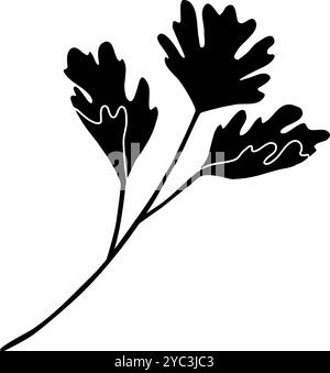 Black silhouette of parsley leaves, healthy food glyph icon, vector illustration Stock Vector