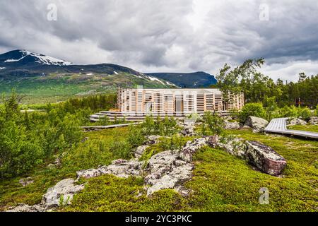 At the Naturum Laponia Visitor Centre in Sweden, visitors engage with nature and learn about the stunning landscapes, wildlife, and cultural heritage Stock Photo