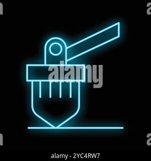Glowing neon line electric water pump for house roof icon isolated on black background. Water supply. Neon light glowing illustration Stock Vector