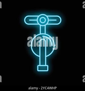 Glowing neon line electric unicycle icon isolated on black background. Modern electric transport. Vector illustration Stock Vector