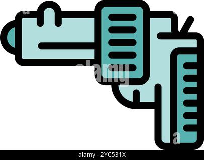 Electronic digital caliper is measuring length in colorful outline style Stock Vector
