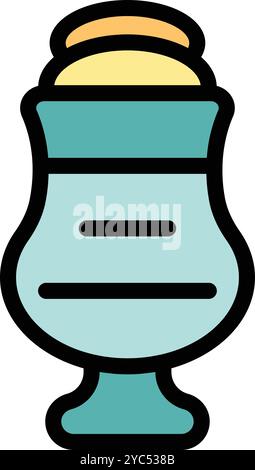 Irish coffee cocktail with cream being prepared in a glass cup icon in line color design Stock Vector
