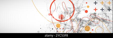 Abstract polygonal vector background with connecting dots and lines. Digital data visualization. Hand drawn. Stock Vector