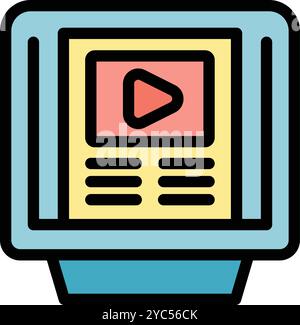 Simple icon of a video player interface showing a play button and a timeline, useful icon for a streaming service Stock Vector