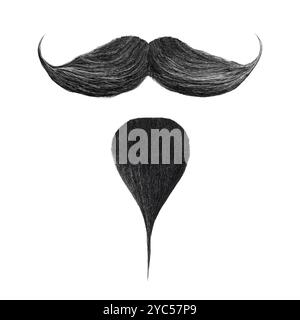 Black curly mustache and little beard isolated on a white background Stock Photo