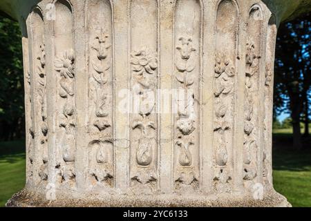 Close-up of a stone sculpture of a floral motif Stock Photo