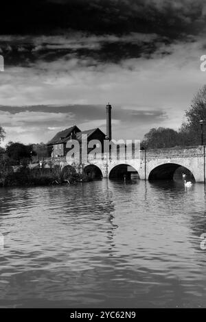 The Tramway Bridge over the River Avon, Stratford-upon-Avon town, Warwickshire, England Stock Photo