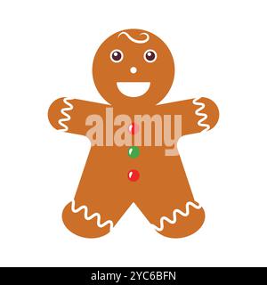 Cute christmas gingerbread man. Vector illustration Stock Vector