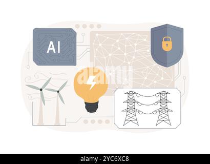AI-Powered Grid Security abstract concept vector illustration Stock ...