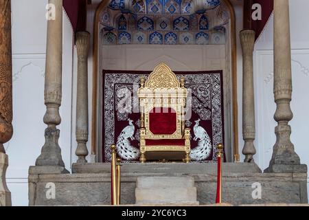 Emir Palace inside the Ark of Bukhara, an ancient fortress located in Bukhara city, Uzbekistan Stock Photo