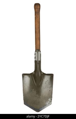 infantry small shovel isolated on a white background. Stock Photo