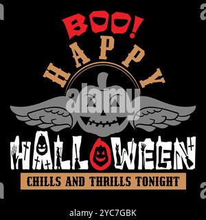 Halloween T-shirt Designs With Pumpkins, Monsters, Ghosts And Spooky Night Fun Vector Illustration Stock Vector