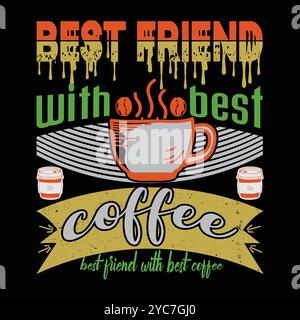 Coffee T-shirt Design Minimalist Trendy And Typography Vector Graphic Coffee Themed Illustration Stock Vector