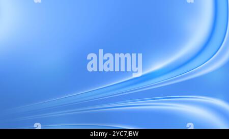 Abstract bright and vibrant flowing liquid wavy curved glowing shapes on light blue background. Blurry, dynamic and futuristic background, copy space. Stock Photo