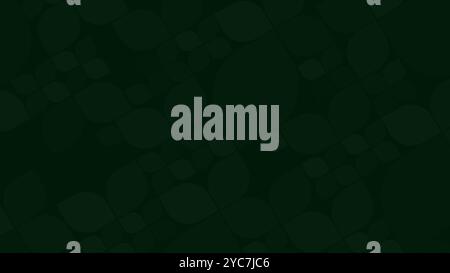 Geometric pattern of abstract rounded leafy green shapes in various sizes on dark green. Good for backgrounds, wallpapers and nature-inspired designs. Stock Photo