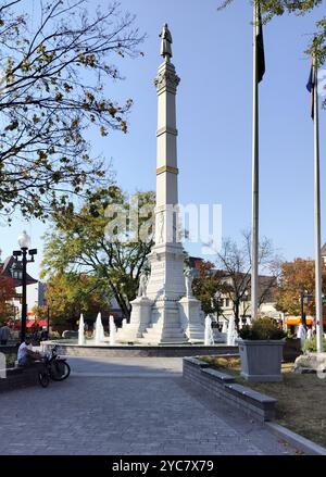 Civil War Memorial in the Centre Square in historic downtown, Easton, PA, USA Stock Photo