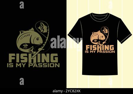 Best fishing vibes t-shirt design And Outdoor Fishing Adventure vector Illustration Stock Vector