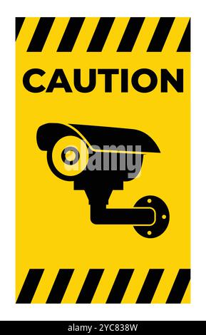 This bold caution sign features a surveillance camera icon on a yellow background, designed to alert individuals about security measures in place. Stock Vector