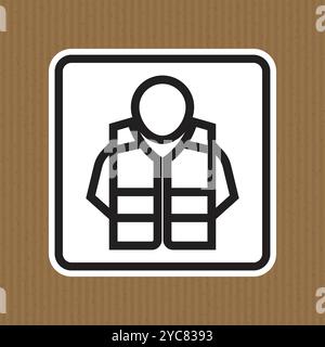 This image features a minimalist icon of a safety vest on a brown background. Ideal for representing safety and protection in various professional set Stock Vector