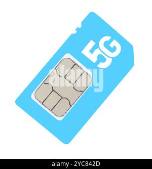 Light blue 5G SIM card isolated on white Stock Photo