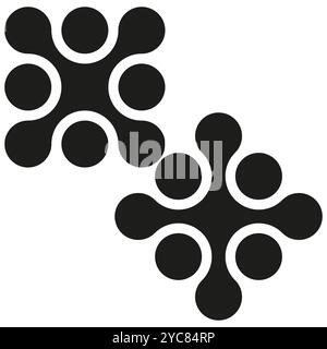 Abstract circular form. Geometric minimal shapes. Vector black elements. Bold symmetrical design. Stock Vector