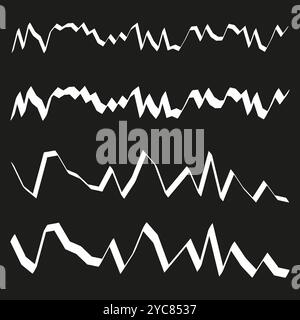 Zigzag line pattern. Black jagged vector. Abstract irregular shape. Graphic wave design. Stock Vector
