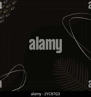Black background with abstract gold elements, vector template for banners, posters, product cards for marketplaces, square shape, minimal style Stock Vector