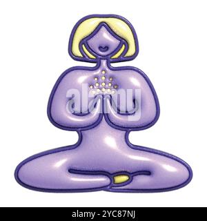 Woman sits in lotus position and meditates, girl prays, yoga and meditation classes, prayer. Vector color illustration with 3D effect Stock Vector